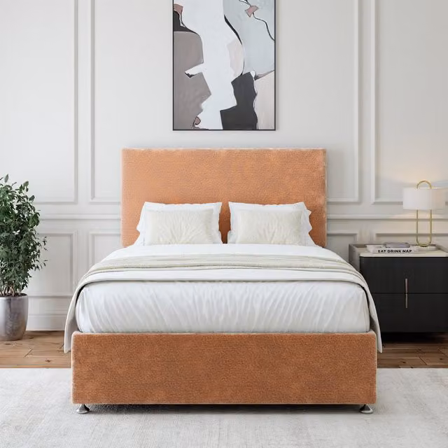 Bedmaster Mink Chenille Divan Base with Storage Drawers and Plain Headboard, 180 cm