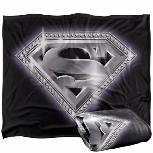 Warner Bros. Superman Bling Shield Super Soft Fleece Throw Blanket, Multicolour, W: 127.0 cm, D: 152.4 cm