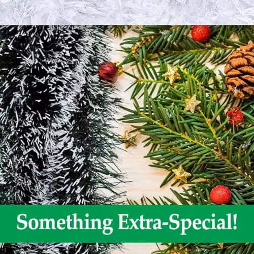 VFM e-Store Black and Green Snow Tipped Christmas Tinsel Decoration – 2