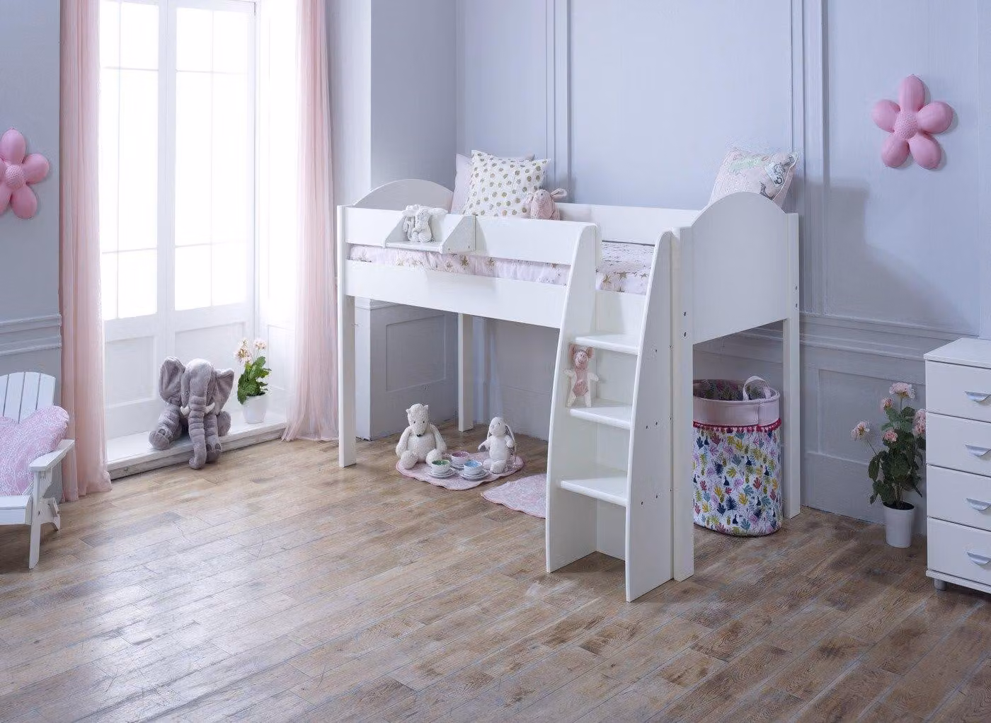 Dreams Milly Kids Mid Sleeper Bed in White Lacquered Solid Wood