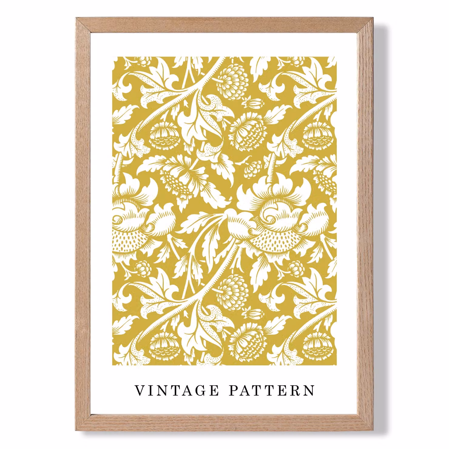 ARTZE William Morris Yellow Floral Botanical Art Print with Oak Wood Frame, A2 – 2