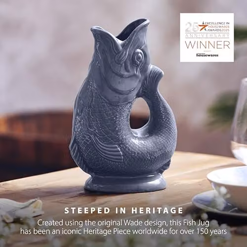 Wade Ceramic Fish Jug in Grey and White, 0.6 l – 3