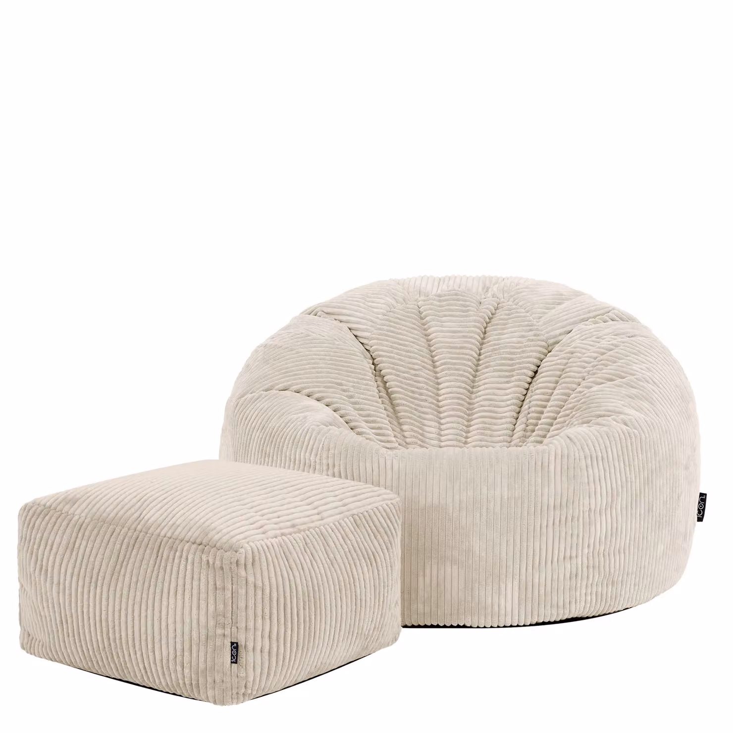 ICON Kingston Jumbo Cord Bean Bag and Footstool Bundle in Beige – 2