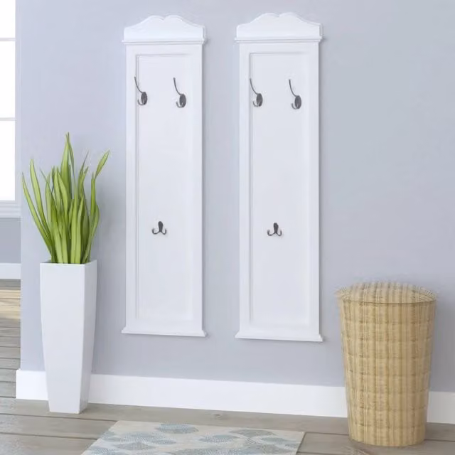 Berkfield Home Set of 2 Classic Metal Coat Racks in Matt White