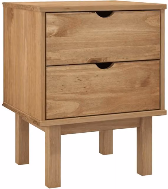 Berkfield Home OTTA Bedside Cabinet in Brown Solid Pine Wood W/D/H: 46 x 39.5 x 57 cm – 1