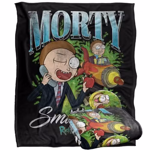 LOGOVISION Rick and Morty Morty Smith Homage Super Soft Fleece Throw Blanket, Multicolour, W/D/H: 152 x 127 cm – 1