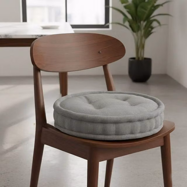 Snug City Round Teddy Fabric Booster Cushion in Grey, W/D/H: 45 x 45 x 45 cm