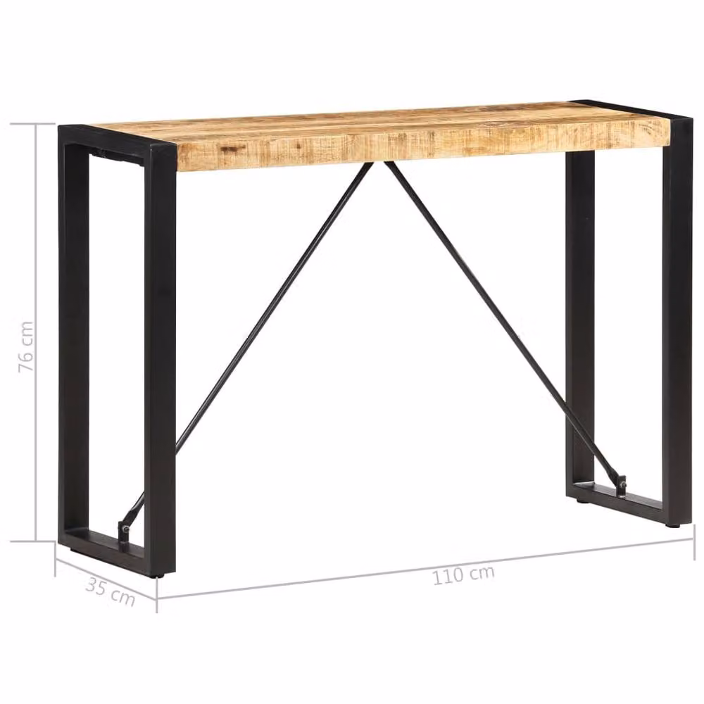 Berkfield Home Industrial Mango Wood Console Table in Brown, W/D/H: 110 x 35 x 76 cm – 3
