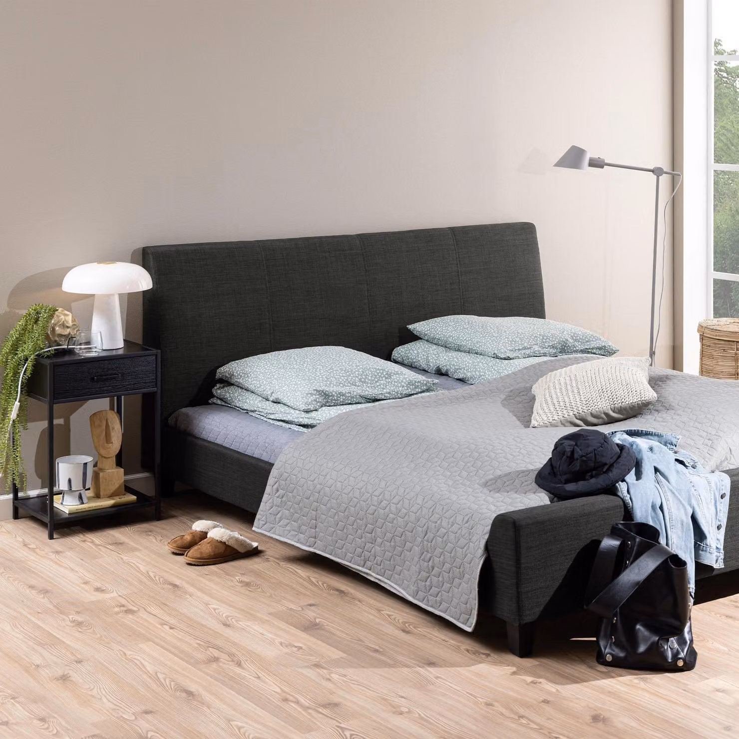 Furniture To Go Seaford Bedside Table with 1 Drawer in Black – 3