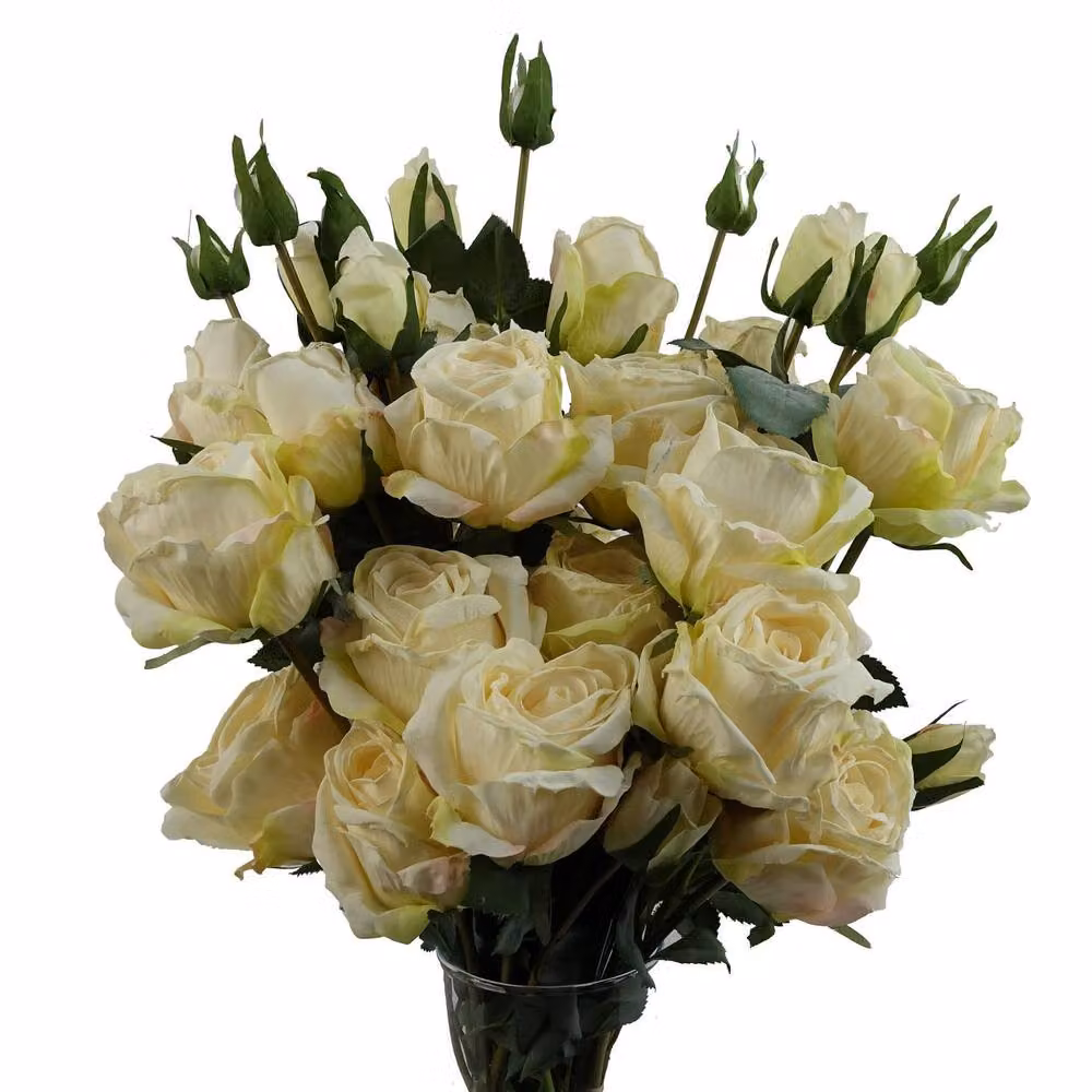 Botanik Cream Rose Artificial Flower Sprays with 24 Flowers and 18 Buds, Beige and White, H 60 cm x W 20 cm x D 20 cm – 3