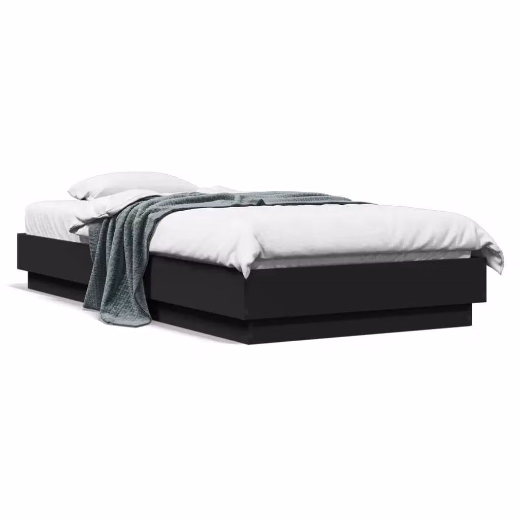 Berkfield Home Small Single Bed Frame in Black, Engineered Wood, W: 75 cm, L: 190 cm – 2