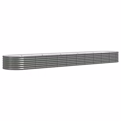 vidaXL Galvanised Steel Garden Raised Bed, Grey, W: 440 cm, D: 80 cm, H: 36 cm