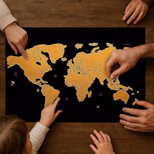 Gleneagles Cello Scratch Off World Map Travel Tracker Poster in Black and Gold – 7