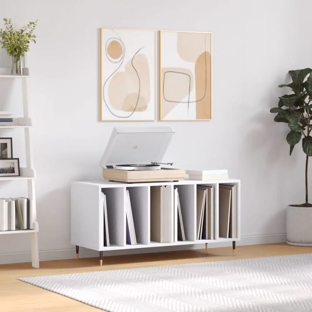 Berkfield Home Record Cabinet in White, W/D/H: 100 x 38 x 48 cm – 2