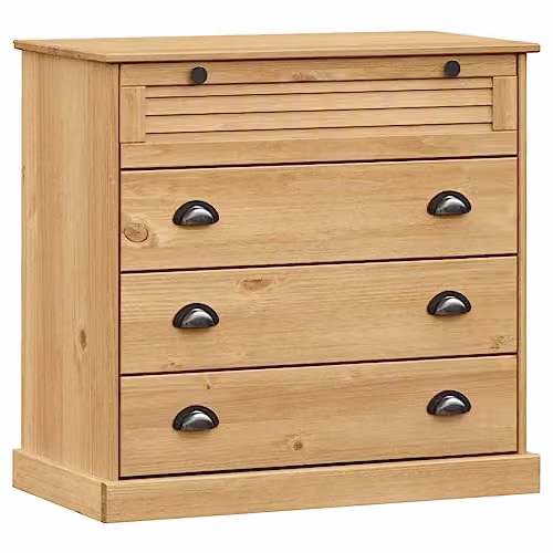 vidaXL VIGO Chest of Drawers in Brown Rustic Solid Pine Wood, W/D/H: 80 x 40 x 76 cm