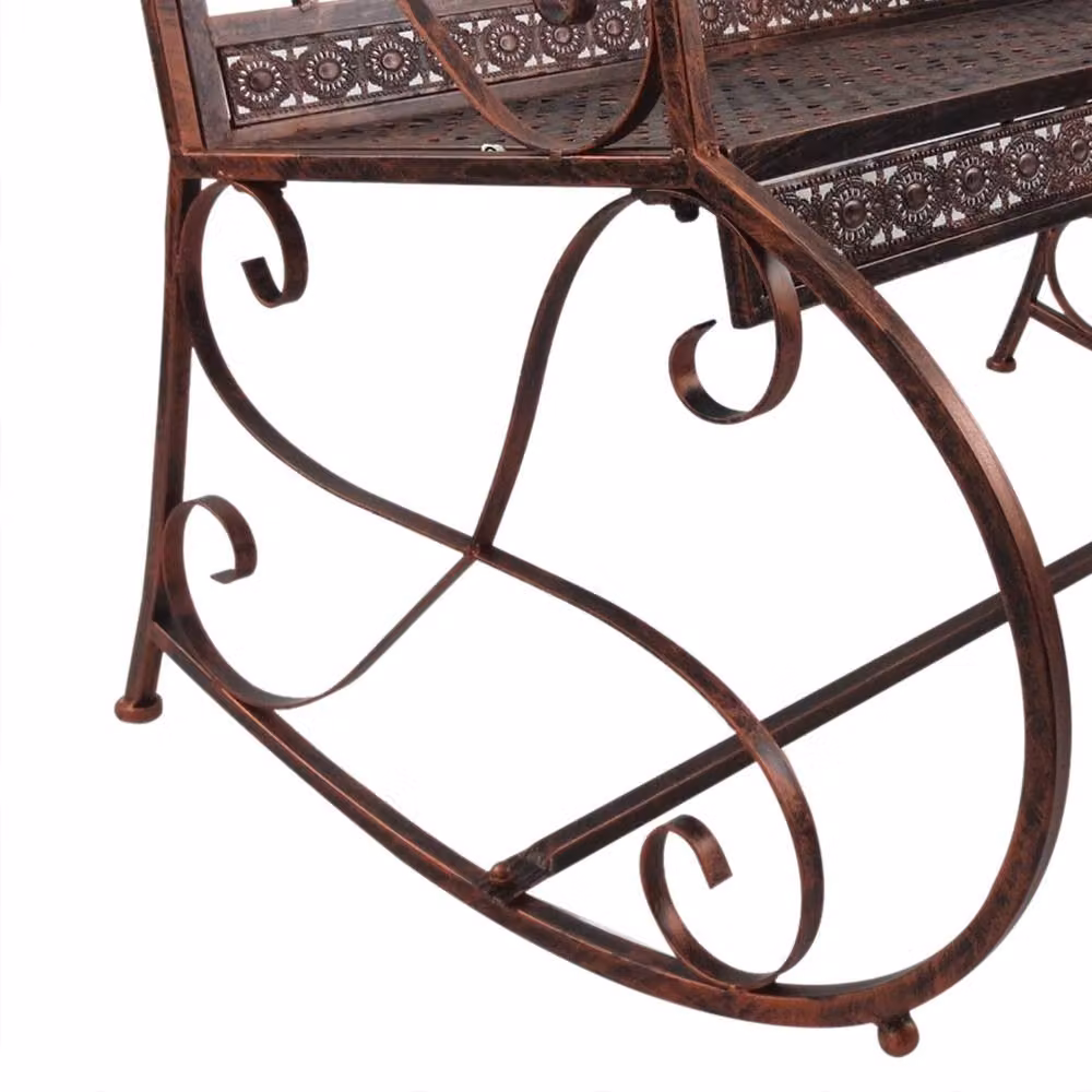 Wyld Haus Lesu Bronze Red Metal 2 Seater Garden Rocking Bench – 6