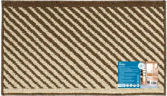 JVL Stellar Machine Washable Brown Star Pattern Rectangular Doormat