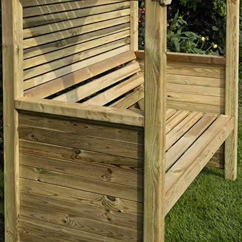 Rowlinsons Modena Garden Arbour in Natural Wood, W: 134 cm, D: 80 cm, H: 199 cm – 2