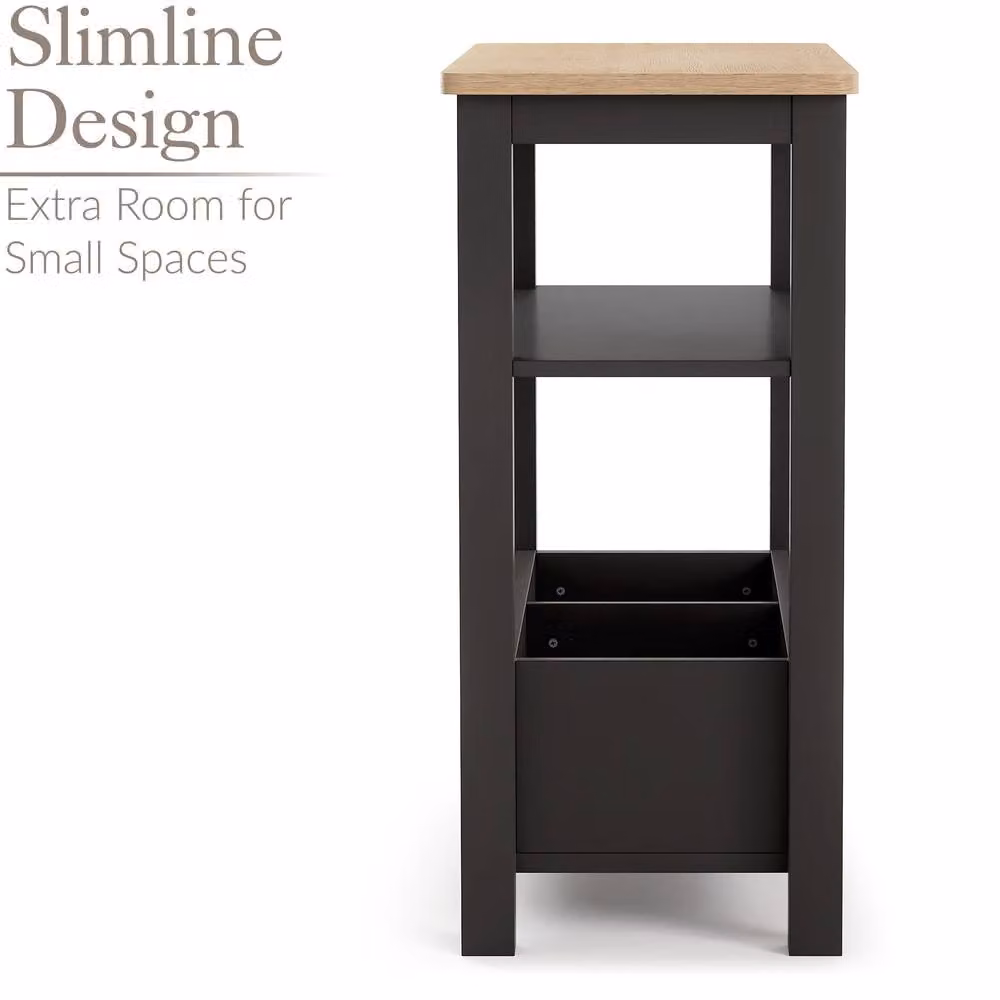 Christow Slim Console Table with Oak Effect Top Shelf in Charcoal, W/D/H: 60 x 28 x 65 cm – 2