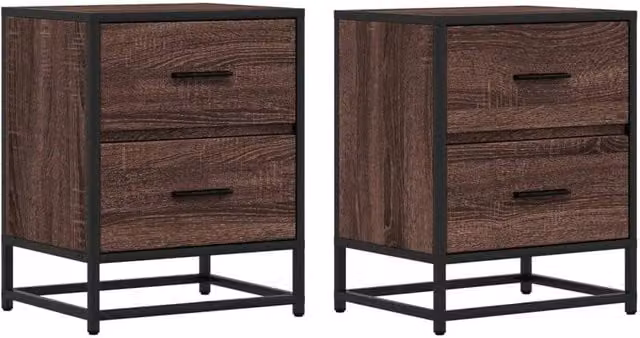 Berkfield Home Set of 2 Bedside Cabinets in Brown Oak, W/D/H: 40 x 31 x 50 cm – 1