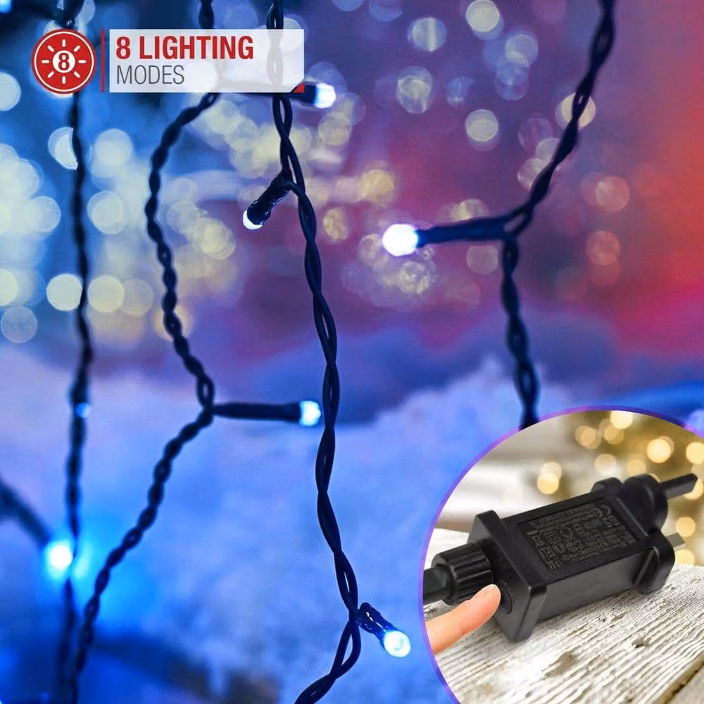Shatchi 240 LED Icicle Christmas Lights in Cool White with Timer and 8 Modes – 5