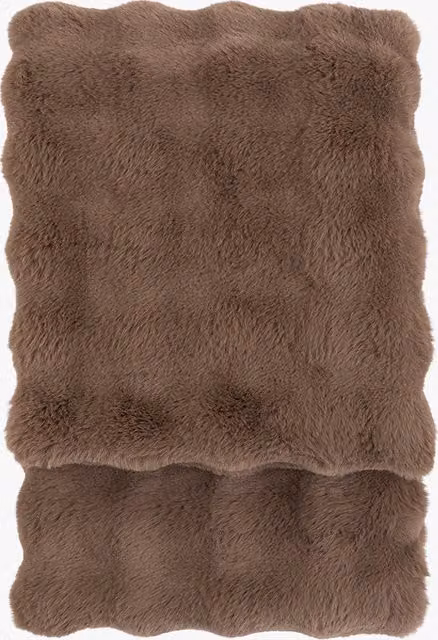 Perch & Parrow Cloud Faux Rabbit Fur Throw in Mocha Brown