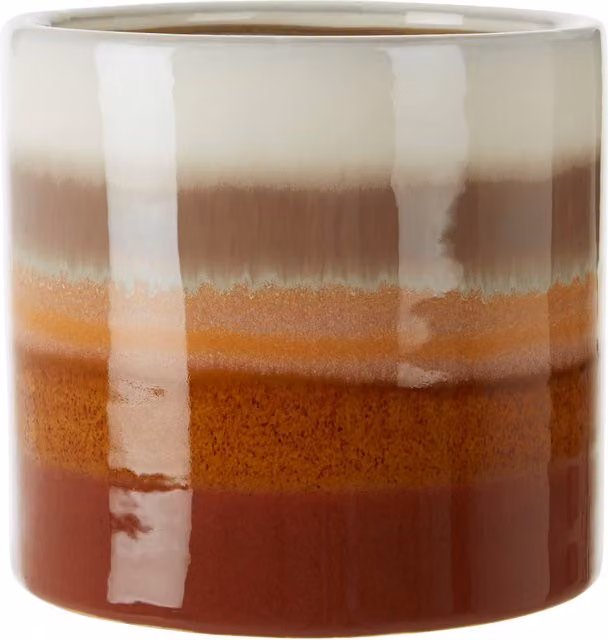 Orsina Sorrell Large Round Ceramic Tabletop Planter in Multicolour Striped Rustic Design – 2