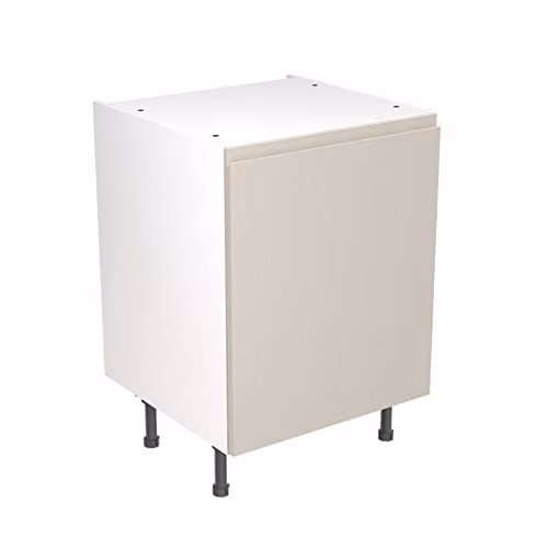 KITCHEN KIT Flatpack Base Cabinet with J-Pull Door in Light Grey Gloss, W/D/H: 60 x 57 x 87 cm