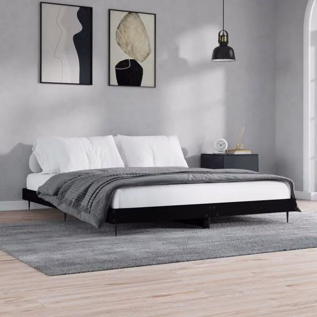 Berkfield Home Black Engineered Wood Bed Frame 200 x 200 cm – 1