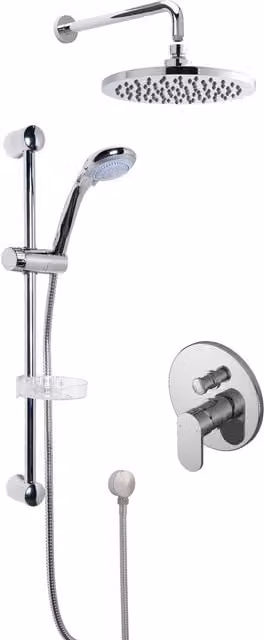 Balterley Concealed Round Manual Valve Multi Function Slide Rail Kit with Arm and Head in Silver