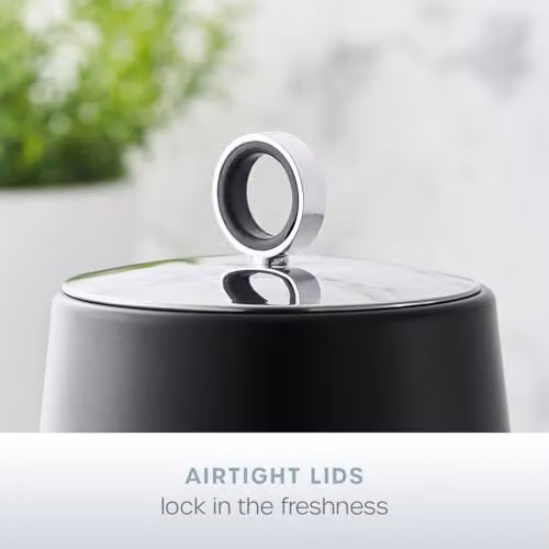Swan Serenity Set of 3 Airtight Kitchen Storage Canisters for Tea, Coffee and Sugar, 1.3 l, Black – 2