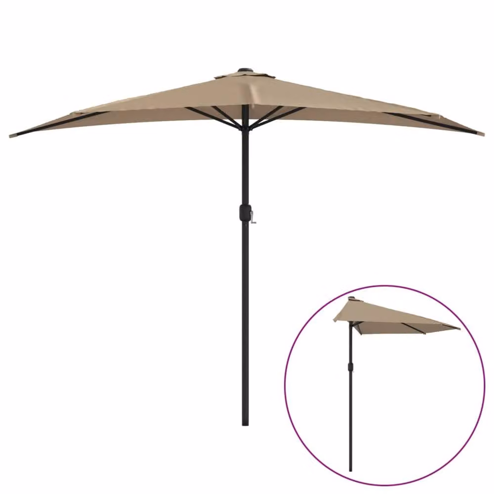 Berkfield Home Balcony Parasol with Aluminium Pole in Beige, W: 300 cm, D: 155 cm – 2