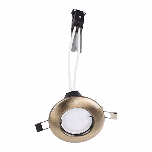 MiniSun Modern Antique Brass Recessed GU10 Ceiling Spotlight Downlights with 3000K Warm White LED Bulbs, Pack of 6