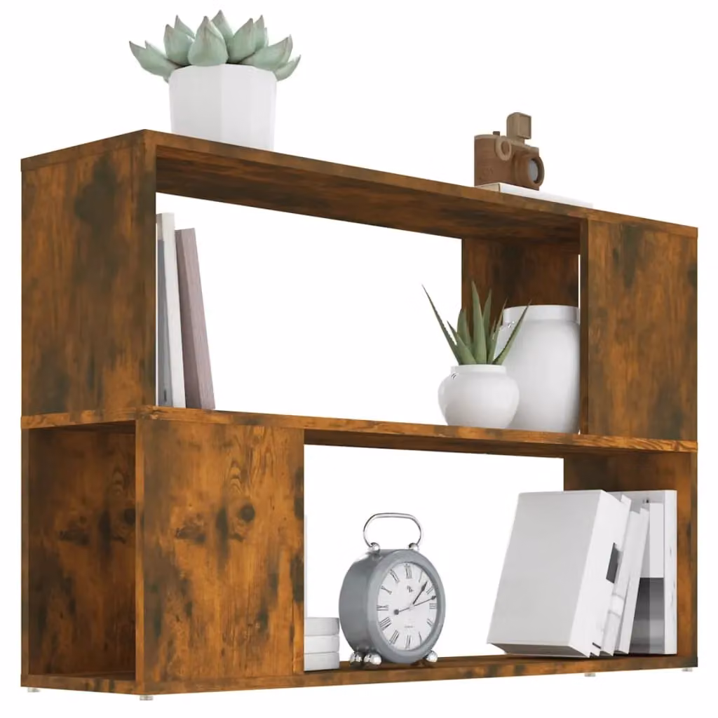 Berkfield Home Smoked Oak Book Cabinet in Brown, W/D/H: 100 x 24 x 63 cm – 3