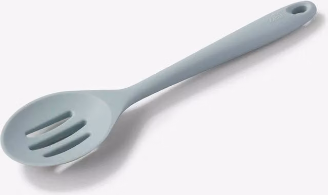 Zeal Blue Silicone and Nylon Slotted Spoon Skimmer with Hanging Loop, 28 cm