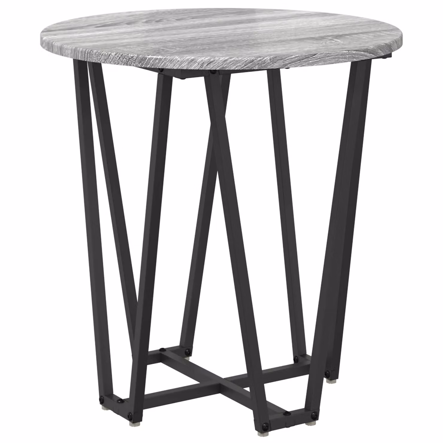 Berkfield Home Set of 2 Grey Sonoma Round Side Tables with Metal X-Frame Base – 3