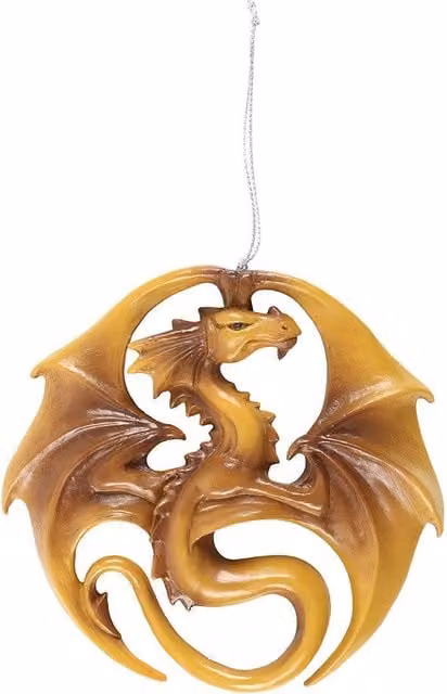 Anne Stokes Dragon Medal Hanging Ornament in Gold