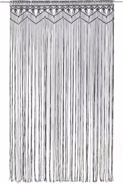 Berkfield Home Macrame Curtain in Anthracite Grey, W: 140 cm, H: 240 cm – 1