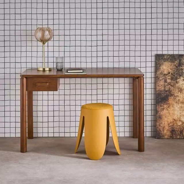 Sweekeek Modern Oak Veneer Writing Desk with 1 Drawer in Dark Brown, W/D/H: 120 x 60 x 75 cm