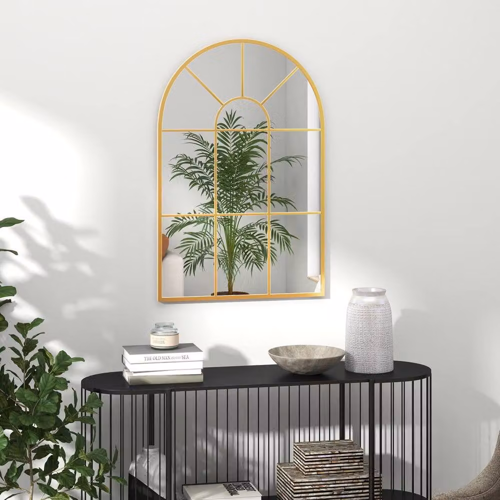 STILVORA Modern Arched Wall Mirror with Gold Metal Frame, W: 60 cm, H: 91 cm – 2
