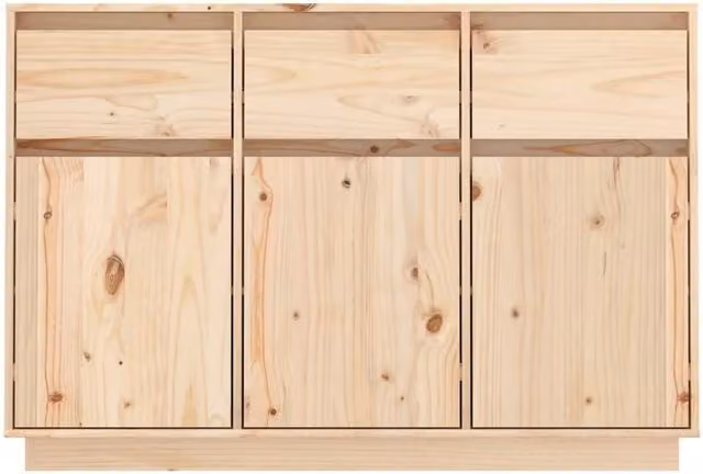 Berkfield Home Solid Wood Pine Sideboard in Beige, W/D/H: 110 x 34 x 75 cm