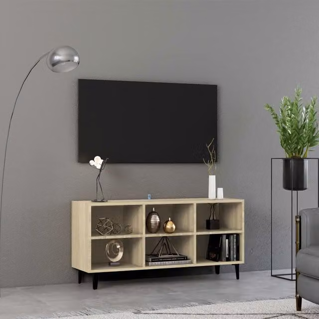 Berkfield Home Industrial TV Cabinet in Sonoma Oak and Brown with Metal Legs, W: 103.5 cm, D: 30 cm, H: 50 cm – 1