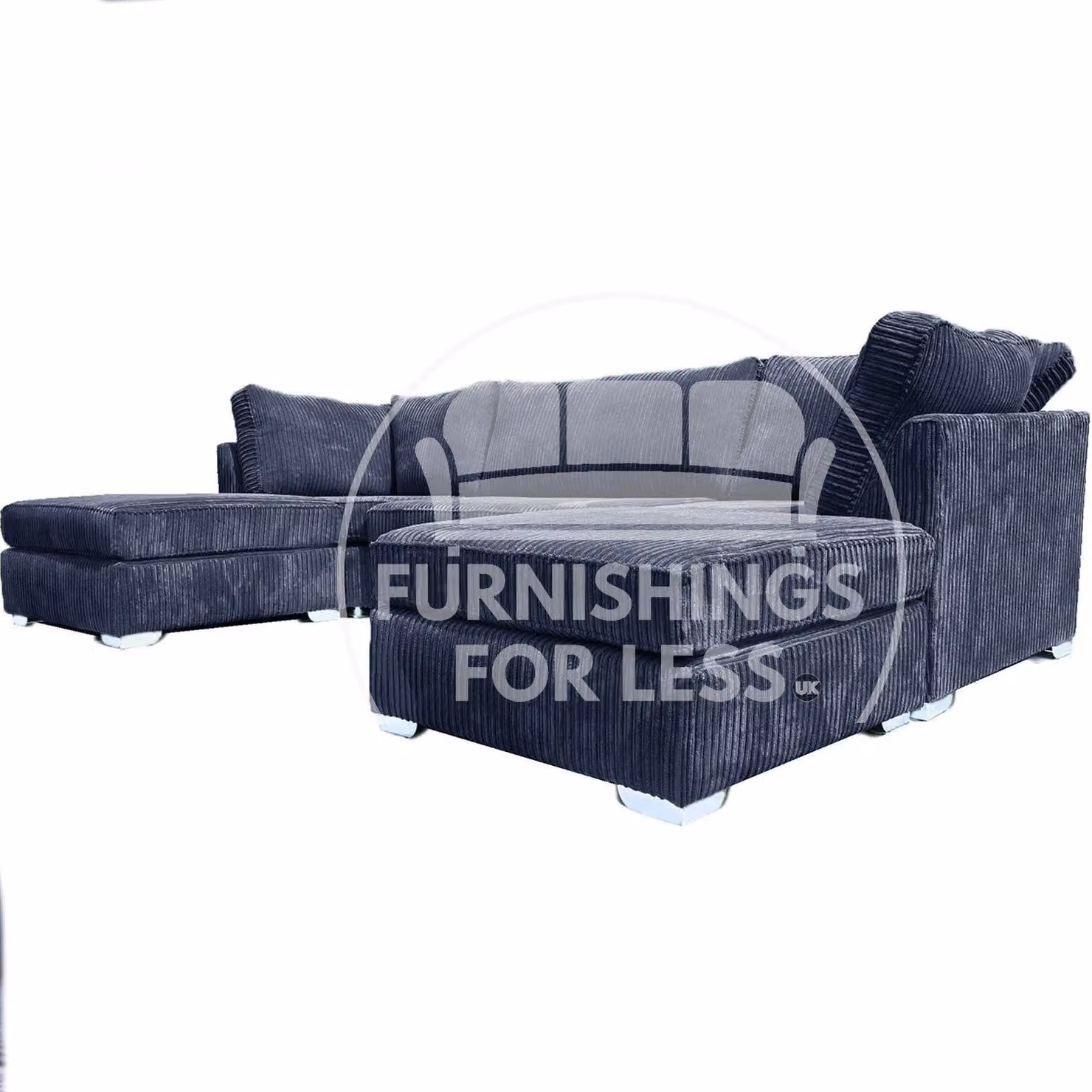 Furnishings For Less UK Bishop U-Shaped 5 Seater Large Sofa in Dark Navy Jumbo Cord Fabric – 3