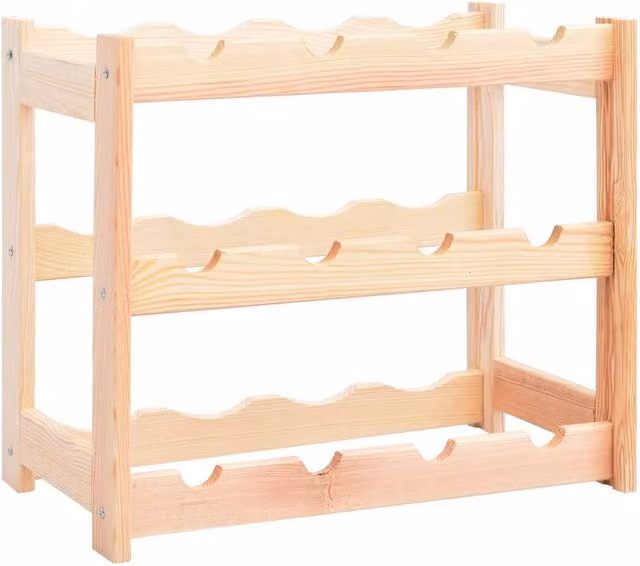 Berkfield Home Rustic Pinewood Wine Rack for 12 Bottles in Beige