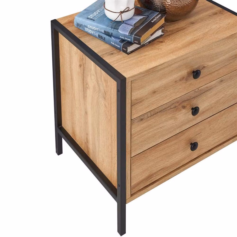 Timber Art Design Zahra 3 Drawer Bedside Table Cabinet in Black – 2
