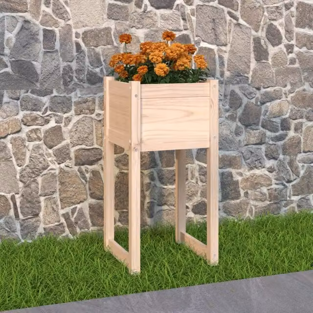 Berkfield Home Wooden Raised Bed Planter in Brown, W/D/H: 40 x 40 x 81 cm – 1