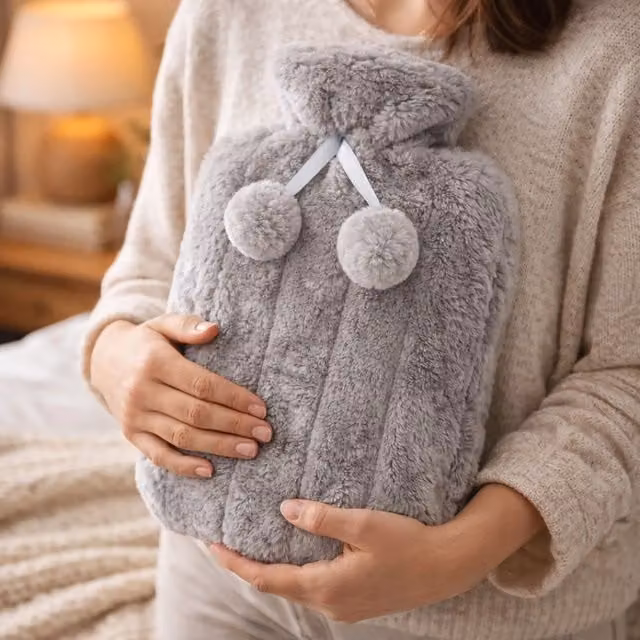 Marco Paul Grey Plush 2 Litre Hot Water Bottle for Adults