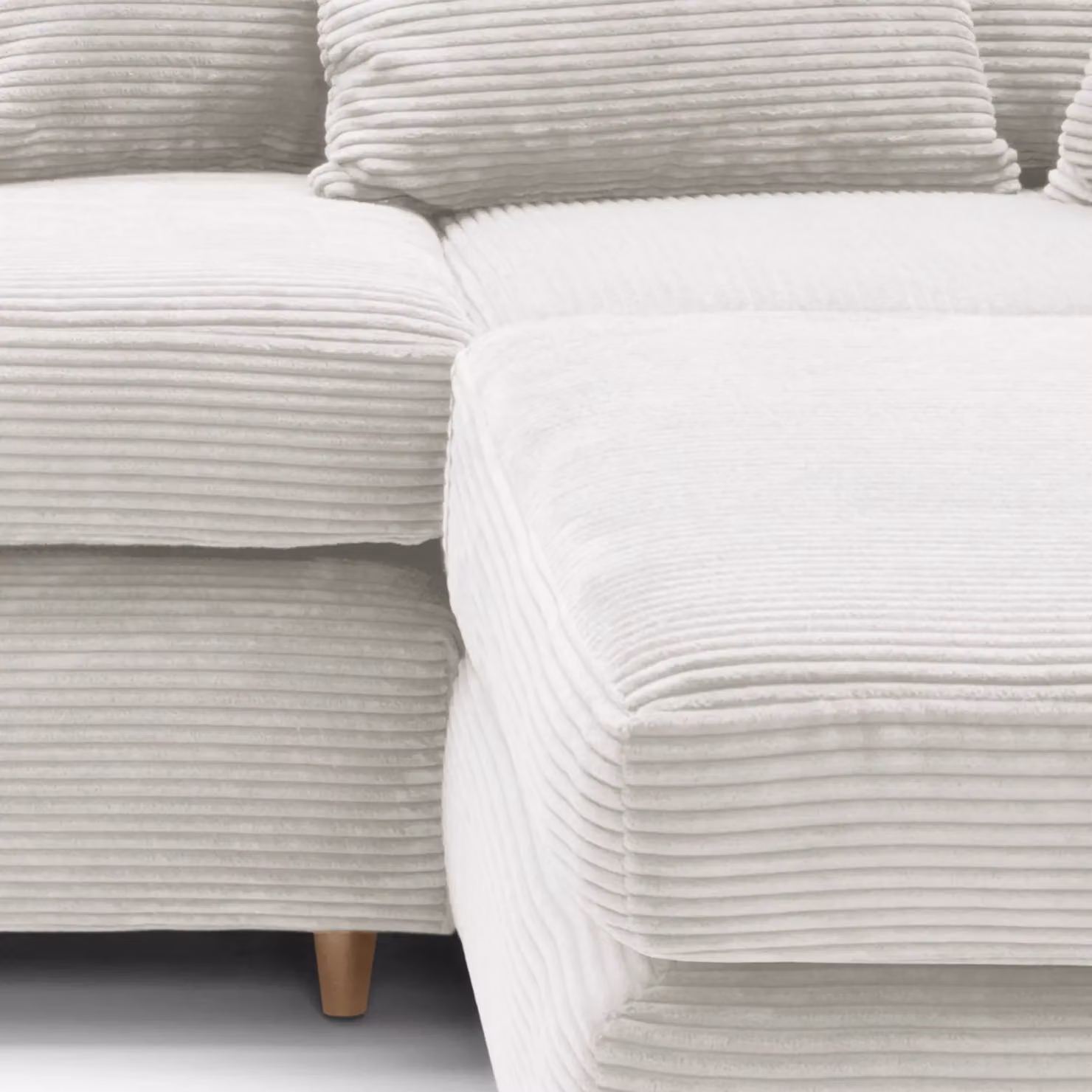 Abakus Direct L-Shaped Jumbo Cord Corner Sofa in White, W/D/H: 212 x 164 x 78 cm – 3