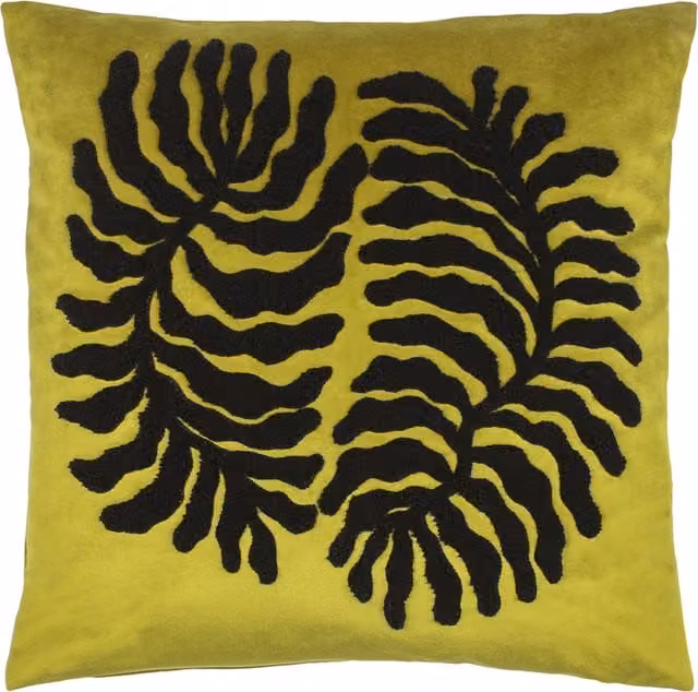 Make It A Home Maldive Botanical Velvet Tufted Square Cushion in Green