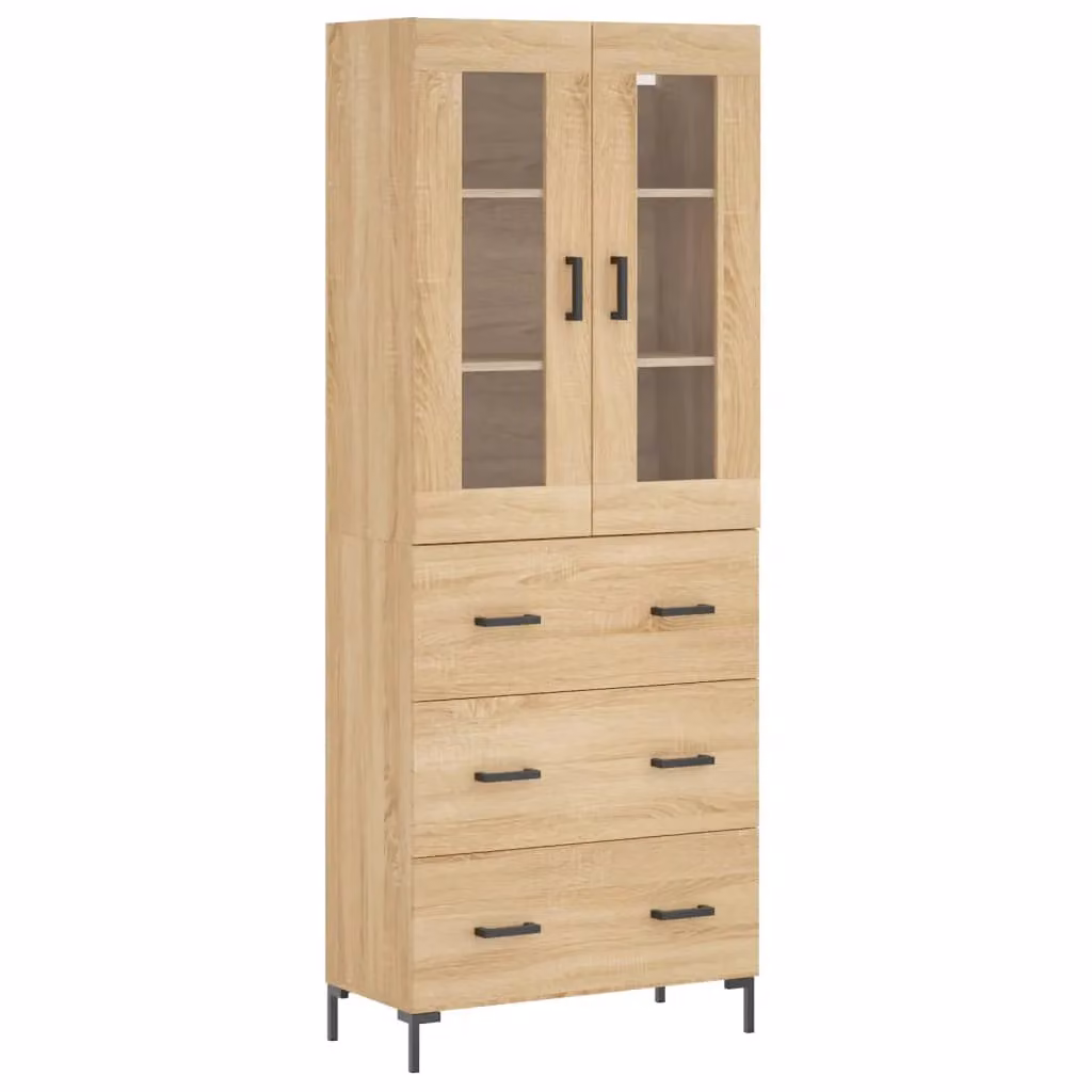 Berkfield Home Sonoma Oak Highboard in Brown, W/D/H: 69.5 x 34 x 180 cm – 2
